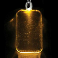 Light Up Necklace - Acrylic Dog Tag Pendant - Amber
